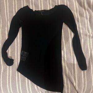 Black Long Sleeve Asymmetrical Top